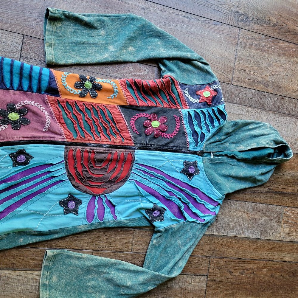 Vintage, patchwork, hippie hoodie
